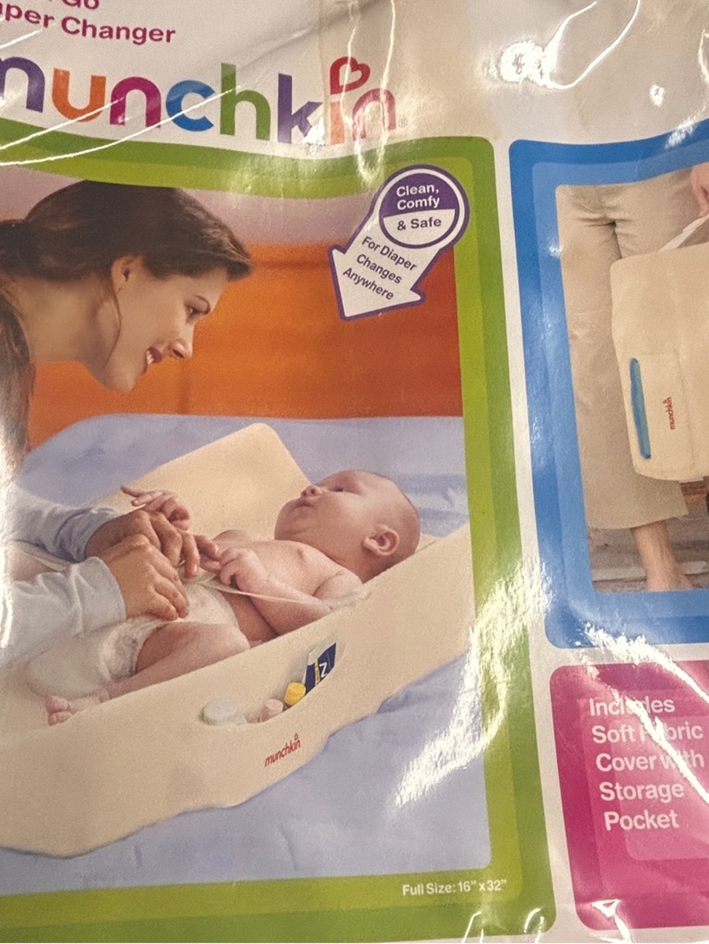 Munchkin Cream Portable Baby Changing Pad with Side Pocket